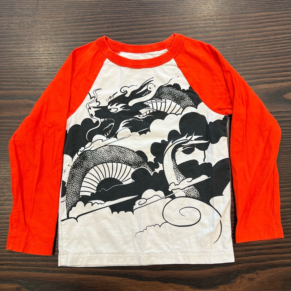 Tea Collection Folk Dragon Graphic Raglan Tee Size 4